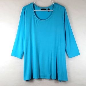 H by HALSTON Essentials Turquois   Crew Neck 3/4 Sleeve Tee Size M